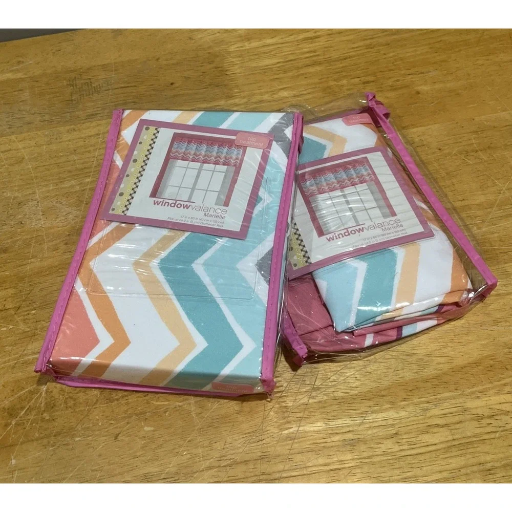 Pink Zigzag Teen Kids‎ Liberty 2 Window Valances  Mariel 17x60